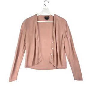 Spenser Jeremy Womens 100% Silk Cardigan Sweater Dusty Rose Pink V-Neck Size L